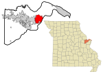 St. Charles County Missouri Incorporated and Unincorporated areas St. Charles Highlighted